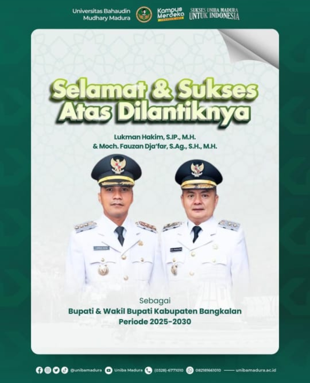 Rektor UNIBA Madura Apresiasi Pelantikan Tiga Bupati Terpilih, Begini Pesannya!
