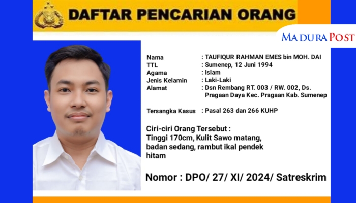 Diduga Palsukan Dokumen Nikah, Tersangka Masih Bebas Meski Sudah Masuk DPO Polres Sumenep