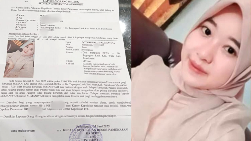 Gadis Cantik Asal Waru Pamekasan Hilang Misterius, Keluarga Lapor Polisi